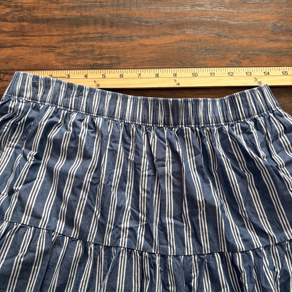 Cotton Vertical Striped Old Navy Pull On Midi Nautical Skirt With Pockets - Picture 11 of 12
